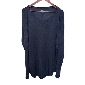 Roots Grey Wool Tencel Wool Lightweight Scoop Neck Long Sleeve Size Large